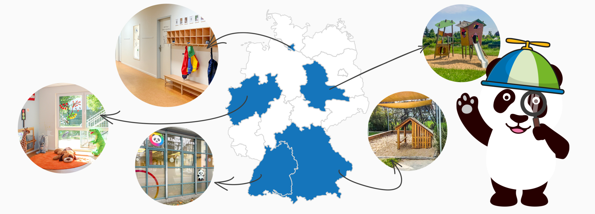Deutschlandkarte mit teilnehmenden Bundesländern am Tag der offenen Tür
