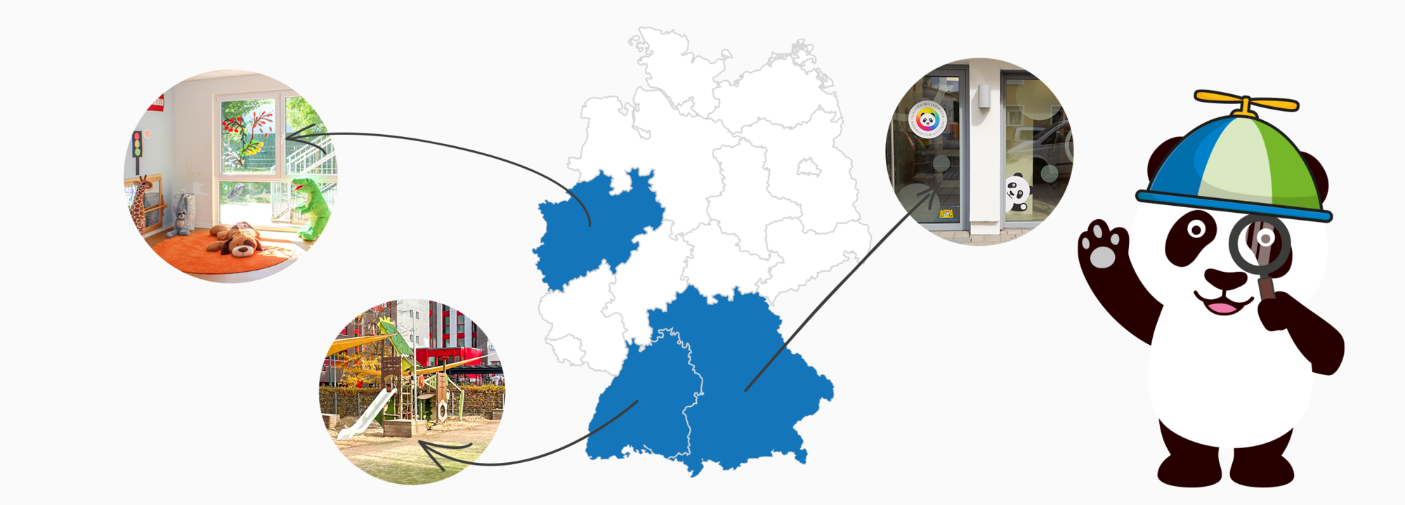 Deutschlandkarte mit teilnehmenden Bundesländern am Tag der offenen Tür