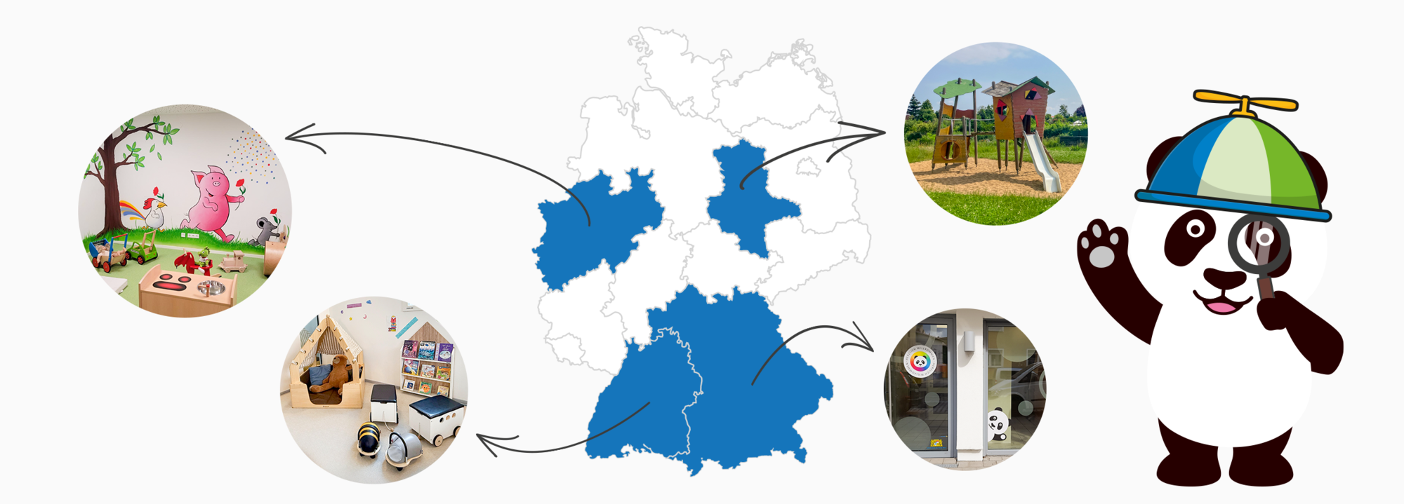 Deutschlandkarte mit teilnehmenden Bundesländern am Tag der offenen Tür