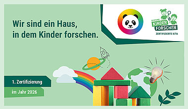 "Kinder forschen" Zertifizierungsbanner für Kita Kleine Riesen Hannover