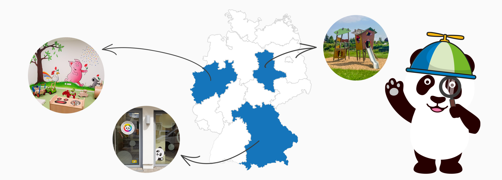 Deutschlandkarte mit teilnehmenden Bundesländern am Tag der offenen Tür